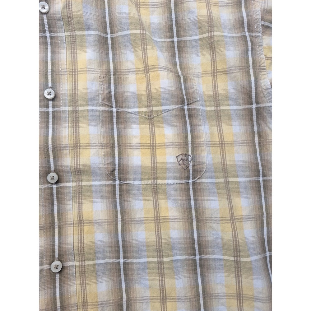 Ariat XLT Long Sleeve Yellow Plaid Work Western Rodeo Cowboy Chore - Picture 6 of 11